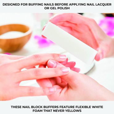 ForPro Super White Buffing Block, 180 Grit, Four-Sided Manicure and Pedicure Nail Buffer, 3.75” L x 1” W x 1” H, 20-Count