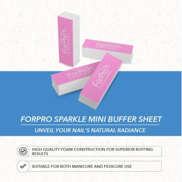 ForPro Sparkle Mini Buffer Sheet, Pre-Cut, Double-Sided Manicure & Pedicure Nail Buffers, Pink 400/White 4000 Grit, 39-Count