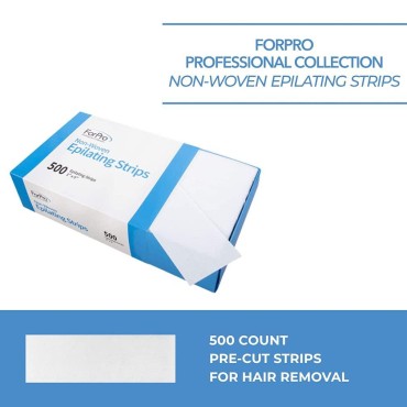 ForPro Non-Woven Epilating Strips, White, Tear-Resistant, Pre-Cut Strips For Hair Removal, 3