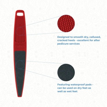 ForPro Red Panda Foot File, 60/100 Grit, Double-Sided Pedicure File for Feet and Heels, 10.5” L (Pack of 6)