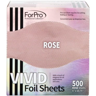 ForPro Vivid Rose Embossed Foil Sheets, Aluminum Foil, Pop-Up Foil Dispenser, Hair Foils for Color Application and Highlighting Services, Food Safe, 5” W x 10.75” L, 500-Count