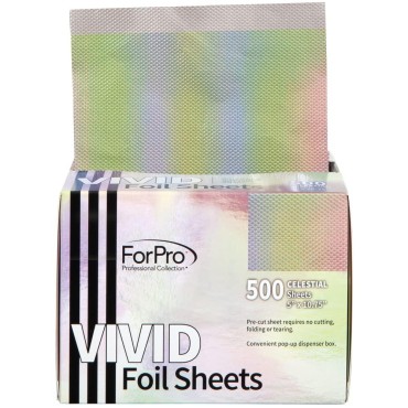 ForPro Vivid Celestial Embossed Foil Sheets, Aluminum Foil, Pop-Up Foil Dispenser, Hair Foils for Color Application and Highlighting Services, Food Safe, 5” W x 10.75” L, 500-Count