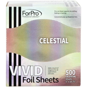 ForPro Vivid Celestial Embossed Foil Sheets, Aluminum Foil, Pop-Up Foil Dispenser, Hair Foils for Color Application and Highlighting Services, Food Safe, 5” W x 10.75” L, 500-Count