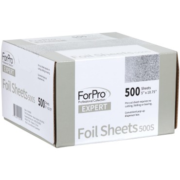 ForPro Expert Embossed Foil Sheets 500S, Aluminum Foil, Pop-Up Foil Dispenser, Hair Foils for Color Application and Highlighting Services, Food Safe, 5” W x 10.75” L, 500-Count