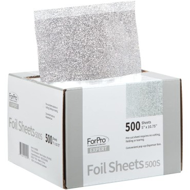 ForPro Expert Embossed Foil Sheets 500S, Aluminum Foil, Pop-Up Foil Dispenser, Hair Foils for Color Application and Highlighting Services, Food Safe, 5” W x 10.75” L, 500-Count (Pack of 12)