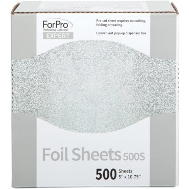 ForPro Expert Embossed Foil Sheets 500S, Aluminum Foil, Pop-Up Foil Dispenser, Hair Foils for Color Application and Highlighting Services, Food Safe, 5” W x 10.75” L, 500-Count (Pack of 12)