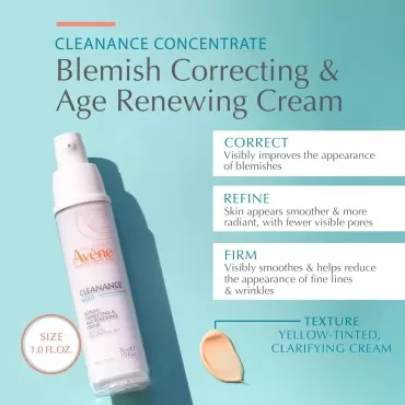 Eau Thermale Avène Cleanance Night Cream, Blemish Correcting & Age Renewing, 1 oz, for All Skin Types