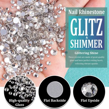 6 Sizes Transparent White Silver Glass Crystal Kit...