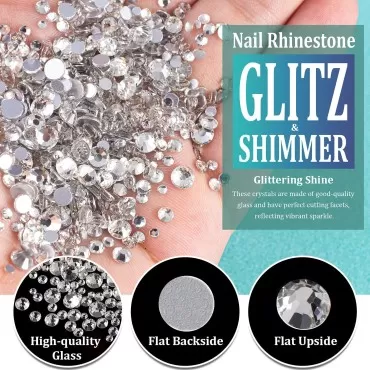6 Sizes Transparent White Silver Glass Crystal Kit...