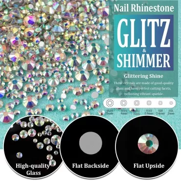 6 Sizes Transparent and AB Glass Crystal Kit with ...