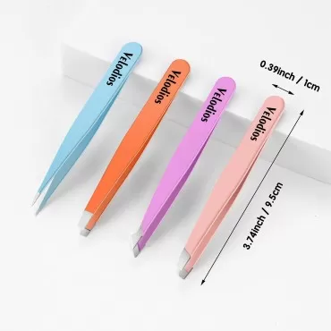 Velodios Tweezers for Women and men, Professional Precision Tweezers for Eyebrows, Pointed and Slant Tweezers for Facial Hair, Splinter and Ingrown Hair Removal, Stainless Steel Tweezers Set