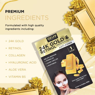 AZURE 24K Gold & Retinol Anti Aging Under Eye Patc...