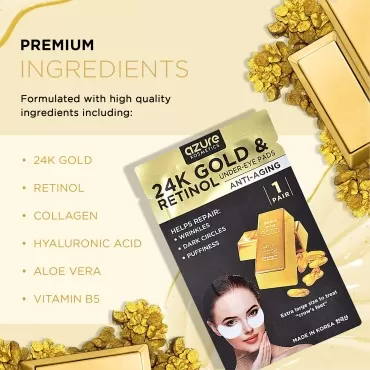 AZURE 24K Gold & Retinol Anti Aging Under Eye Patc...