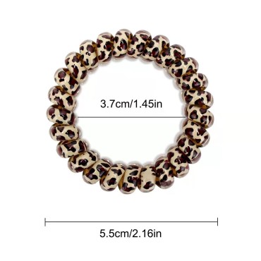 10 Piece Spiral Hair Ties For Thick Hair, Coil Elastics Hair Ties, Multicolor Medium Spiral Hair Ties, No Crease Hair Coils, Telephone Cord Plastic Hair Ties For Women And Girls (Leopard)