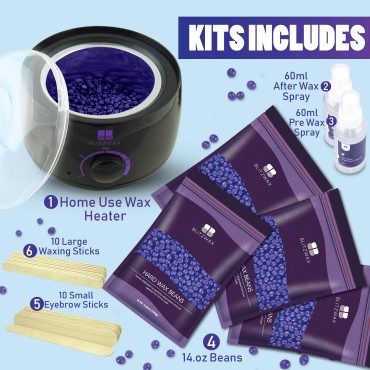 BLITZWAX Waxing Kit Hair Removal Wax Warmer Kit wi...