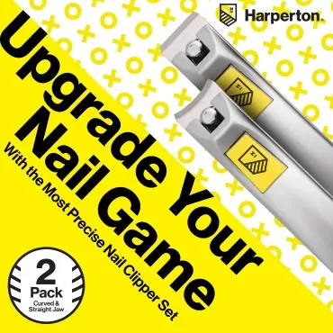Harperton Nail Clippers Set - 2 Pack Stainless Steel, Professional Fingernail & Toenail Clippers for Thick Nails (Straight & Curved)