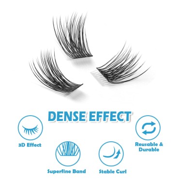 FinyDreamy DIY Eyelash Extension Lash Clusters 3D Effect 48 Clusters Lashes Reusable Individual Lashes For That Authentic Eyelash Clusters Extension Look (14mm)