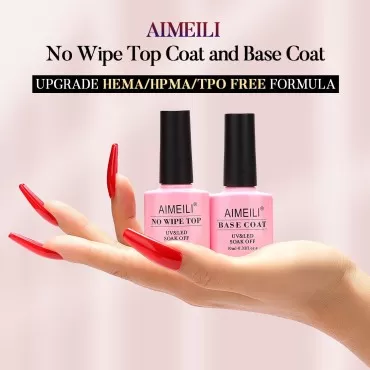 AIMEILI Gel Nail Polish No Wipe Top and Base Coat ...