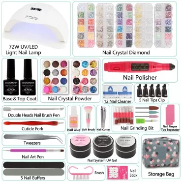 Magicmoon Gel Nail Polish Kit, Gel Nail Polish Kit with U V Light 80W LED Nail Lamp Electric Manicure Handle All in One Kit, No Wipe Base Top Coat, Nail Primer, Nail Art Decorations for Home DIY