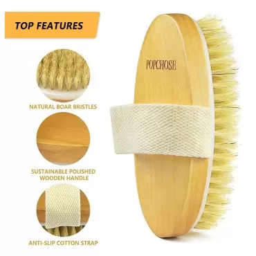 Dry Brushing Body Brush, POPCHOSE Natural Bristle ...