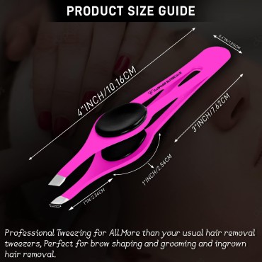Professional Eyebrow Tweezers Slanted Tip Stainless Steel 2,3xPcs Set, Non-Slip Grip Slant Tip Tweezers for Facial Hair, Plucking Removing Ingrown Hairs, Tweezer for Women Men (Black&Pink&Yellow)