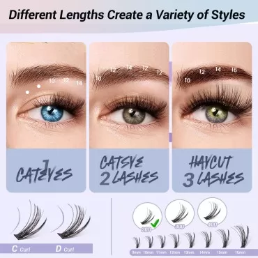 MAEXUS Lash Clusters DIY Eyelash Extension Individual Lashes Mixed Tray Faux Mink 240 Clusters 20D Eyelash Extensions (M20D 0.07D,9mm-16mm MIX)
