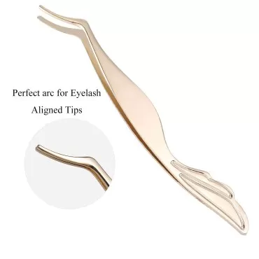 Embagol False Eyelashes Applicator Tool Eyelash Applicator for Fals Eyelash Extension Applicator Remover Precision Tool Tweezers Clip Tweezers Nipper Clip Gold