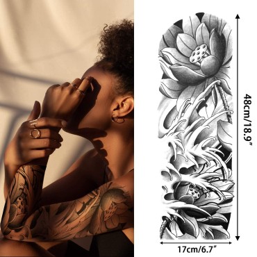 Aresvns Temporary Tattoo for Women Teen Girls and kids,8 Sheets (L19“xW7”) Sleeve tattoo Flowers,Waterproof Realistic Fake Tattoos Long-Lasting Christmas Gift