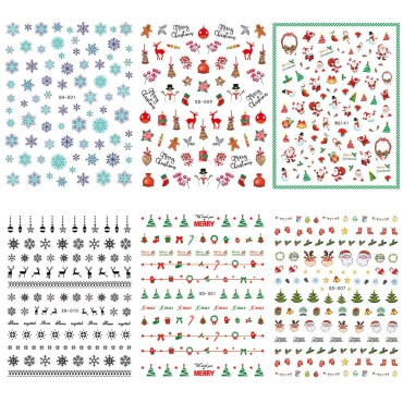 Adurself 1000+ Patterns Christmas Nail Art Decals ...