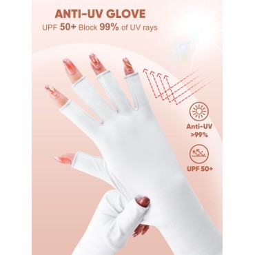SUBAY UV Gloves for Gel Nail, UV Protection Finger...