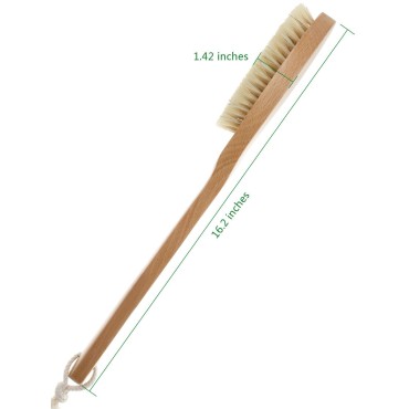 Bath Body Brush Long Handle Wooden Shower Brush wi...