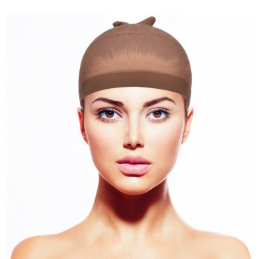 EBOOT 12 Pack Nylon Wig Caps for Women and Men (Light Brown)