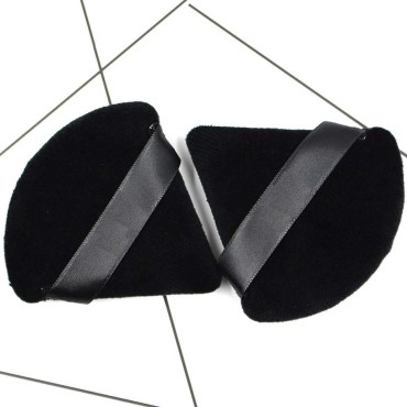 luzen 6Pcs Triangle Cosmetic Powder Puffs Pure Cotton Triangle Wedge Shape Designed with Strap for Contouring, Under Eyes and Corners Cosmetic Tool for Makeup Face Powder, Black