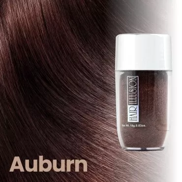 Hair Illusion Auburn Hair Fibers for Thinning Hair - 100% Natural Texture, Non Synthetic Hair Fibers - Bald Spot Cover for Women & Men - 18 Gram