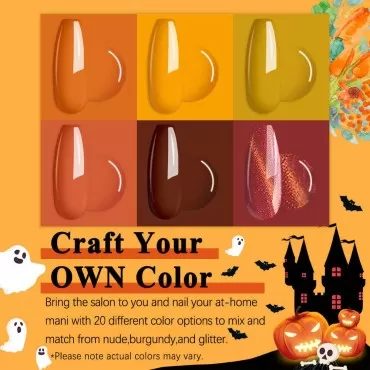 MIZHSE 18Ml Halloween Gel Polish Set, Pumpkin Autu...