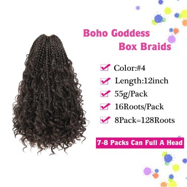12inch Goddess Box Braids Crochet Hair Bob Goddess...
