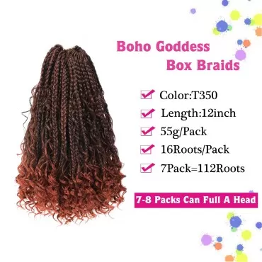 12inch Goddess Box Braids Crocht Hair Bob Goddess ...