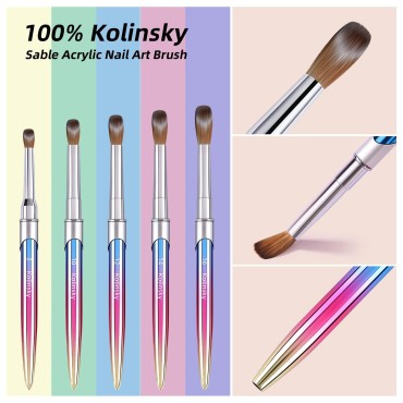 100% Kolinsky Acrylic Nail Brush,3D Pure Handmade ...