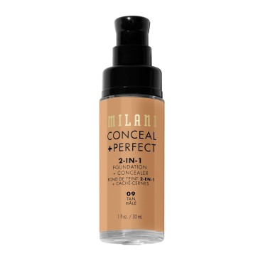 Milani Conceal + Perfect 2-in-1 Foundation + Concealer - Tan (1 Fl. Oz.) Cruelty-Free Liquid Foundation - Cover Under-Eye Circles, Blemishes & Skin Discoloration for a Flawless Complexion