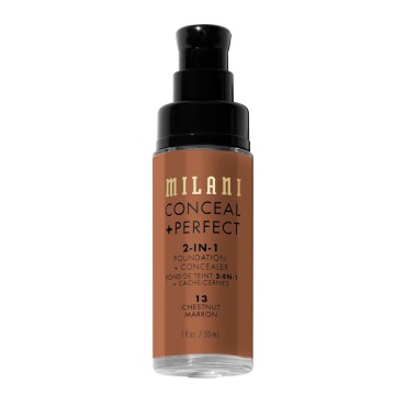 Milani Conceal + Perfect 2-in-1 Foundation + Concealer - Chestnut (1 Fl. Oz.) Cruelty-Free Liquid Foundation - Cover Under-Eye Circles, Blemishes & Skin Discoloration for a Flawless Complexion