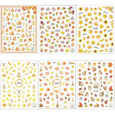 Adurself 1000+ Patterns Autumn Nail Art Decals Fal...