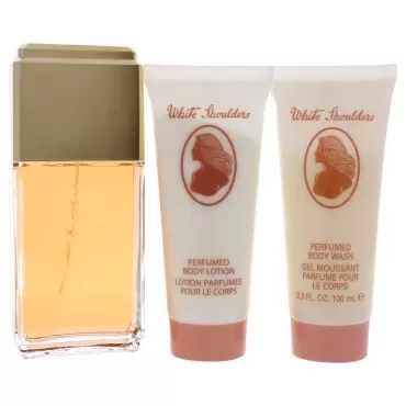 Evyan White Shoulders Women 4.5oz EDC Spray, 3.3oz Perfumed Body Lotion, 3.3oz Perfumed Body Wash 3 Pc Gift Set