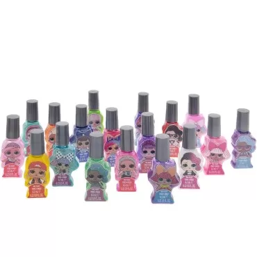LOL Surprise Non-Toxic Peel-Off Nail Polish Set with Glittery, Shimmer & Opaque Colors including 1 Surprise Bottle for Girls Ages 3+ Perfect for Parties