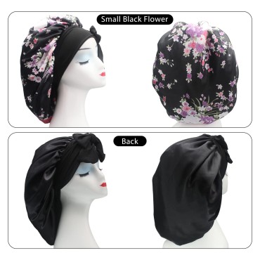 Hanbertti 2 Pack Silk Satin Hair Bonnet Sleeping H...