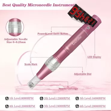 Loutsbe Cordless Electric Microneedling Pen 21000RPM, Professional Beauty pen Machine With 30 Pcs Replace Cartridege (12-pins ×10, 36pins×10, nano×10) Beneficial Your Skin Suitable For Use At Home