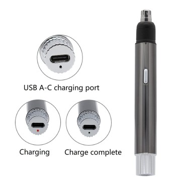 NAWEN Nose and Ear Hair Trimmer, USB Type-C Port Rechargeable Professional Eyebrow Facial Hair Trimmer for Men and Women, Wet/Dry, Easy to Clean
