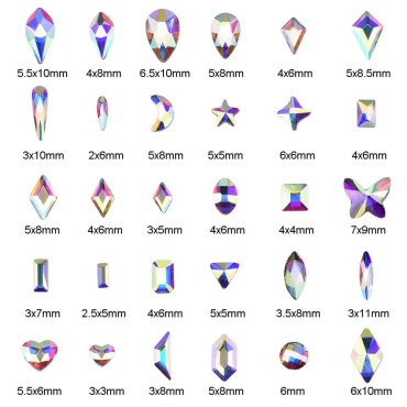 600pcs Big Small Shape Crystal Ab Nail Rhinestones...