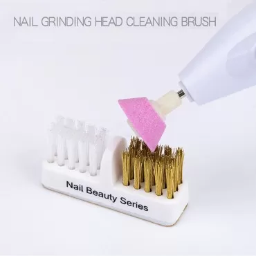 2Pcs Nail Art Drill Bit Cleaning Brushes 2-in-1 Co...