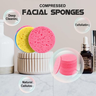 50-Count Compressed Facial Sponges for Esthetician...