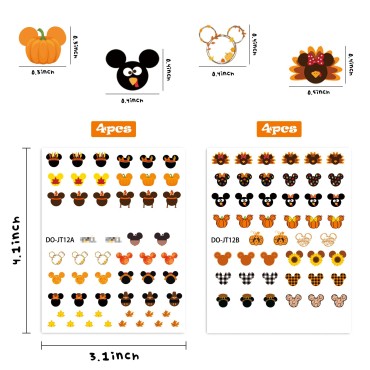 Unbess 8 Sheets Fall Cartoon Mouse Nail Stickers C...